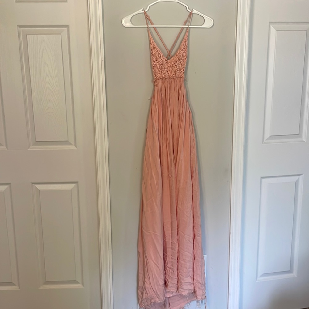 Pink Backless Maxi Dress